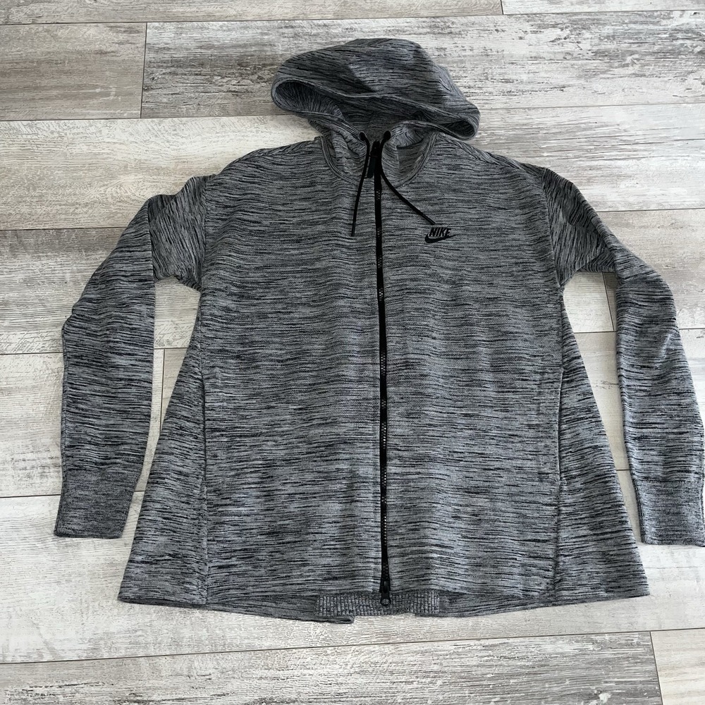 Nike Sportswear Womens Small Tech Knit Windrunner Cape Jacket Gray 835641-060
